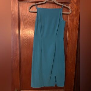 Late 90's Early 2000's Rampage Square Neck Midi Mini Teal Blue Dress XS
